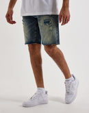 Grindhouse Distressed Patches Denim Shorts