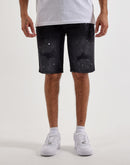 Grindhouse Washed Distressed Repaired Splatter Denim Shorts