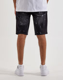 Grindhouse Washed Distressed Repaired Splatter Denim Shorts