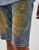 Grindhouse Distressed Splatter Denim Shorts