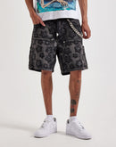 Guapi PU Stars Chain Denim Shorts
