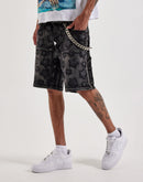 Guapi PU Stars Chain Denim Shorts