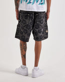 Guapi PU Stars Chain Denim Shorts