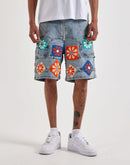 Guapi Crochet Flowers Denim Shorts