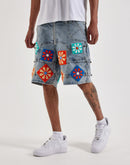 Guapi Crochet Flowers Denim Shorts