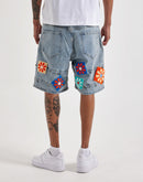 Guapi Crochet Flowers Denim Shorts