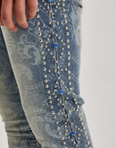Guapi Rivets Stacked Denim Jeans