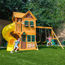 Boulder Station Wooden Swing Set / Playset With Tube Slide - Yellow