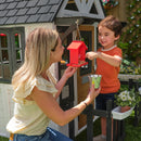 Riverscape Wooden Playhouse With Working Doorbell, Fence, Kitchen and Pet Door - White