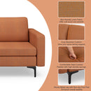 Convertible Leather Sofa Couch With Magazine Pockets 3-Seat With 2 USB Port-Orange