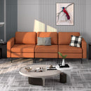 Convertible Leather Sofa Couch With Magazine Pockets 3-Seat With 2 USB Port-Orange