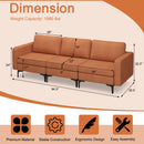 Convertible Leather Sofa Couch With Magazine Pockets 3-Seat With 2 USB Port-Orange
