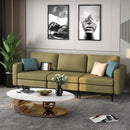 Convertible Leather Sofa Couch With Magazine Pockets 3-Seat With 2 USB Port-Green