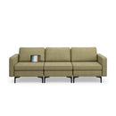 Convertible Leather Sofa Couch With Magazine Pockets 3-Seat With 2 USB Port-Green