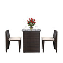 3 Pieces Cushioned Wicker Patio Bistro Set With No Assembly Needed