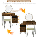 Vanity Set Modern Dressing Table With Mirror and Lipstick Storage Box-Brown