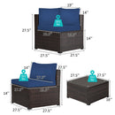 6 Pieces Patio Furniture Sofa Set With Cushions for Outdoor-Navy