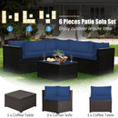 6 Pieces Patio Furniture Sofa Set With Cushions for Outdoor-Navy