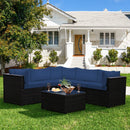 6 Pieces Patio Furniture Sofa Set With Cushions for Outdoor-Navy