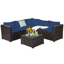 6 Pieces Patio Furniture Sofa Set With Cushions for Outdoor-Navy
