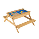 3-in-1 Kids Picnic Table Wooden Outdoor Water Sand Table With Play Boxes