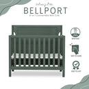 Bellport 4 in 1 Convertible Mini Crib - Safari Green