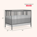 5-in-1 Convertible Crib - Grey
