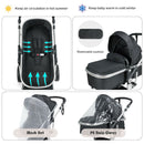 Folding Aluminum Infant Reversible Stroller With Diaper Bag-Black