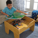 Reversible Wooden Activity Table With Board and Train Set - Natural
