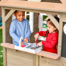 Greystone Wooden Outdoor Playhouse With Kitchen and Working Doorbell