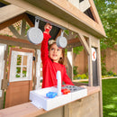 Greystone Wooden Outdoor Playhouse With Kitchen and Working Doorbell