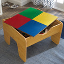 Reversible Wooden Activity Table With Board and Train Set - Natural
