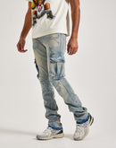 Jordan Craig Stacked Flare Cargo Denim Jeans