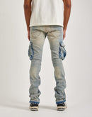 Jordan Craig Stacked Flare Cargo Denim Jeans