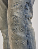 Jordan Craig Embossed Stacked Flare Denim Jeans