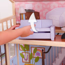 So Darling Wooden Dollhouse on Wheels, Open & Close With 29 Accessories
