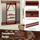 Wall-Mounted Billiards Pool Cue Rack Only-Brown