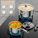 7-Piece Stainless Steel Cookware Set With Tempered Glass Lid-Silver