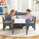 Kids Art Table and Chairs Set With 2 Chairs and Paper Roll-Natural