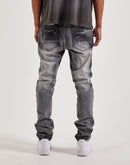 Kilogram Stacked Cross Chain Rivet Distressed Denim Jeans