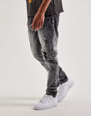 Kilogram Stacked Cross Chain Rivet Distressed Denim Jeans