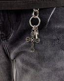 Kilogram Stacked Cross Chain Rivet Distressed Denim Jeans