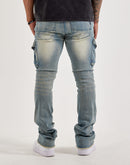 Kilogram Multi-Pocket Slim Distressed Cargo Denim Jeans