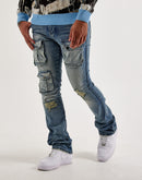 Kilogram Asymmetrical Multi-Pocket Slim Distressed Denim Jeans