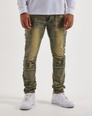 Kilogram Slim Flame Rivet Distressed Denim Jeans