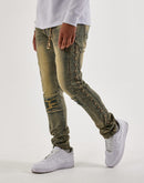 Kilogram Slim Flame Rivet Distressed Denim Jeans