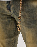 Kilogram Slim Flame Rivet Distressed Denim Jeans