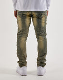 Kilogram Slim Flame Rivet Distressed Denim Jeans