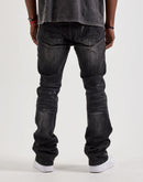 Kilogram Silver Cross Chain Rivet Stacked Denim Jeans