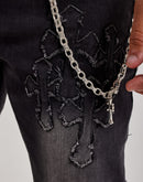 Kilogram Slim Chain Cross Patch Denim Jeans